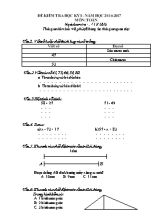 Đề và đáp án kiểm tra định kì học kỳ I Toán lớp 2 - Năm học 2016-2017